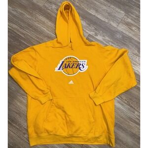 Adidas Los Angeles Lakers NBA Mens XL Pullover Hoodie Sweatshirt Yellow Gold